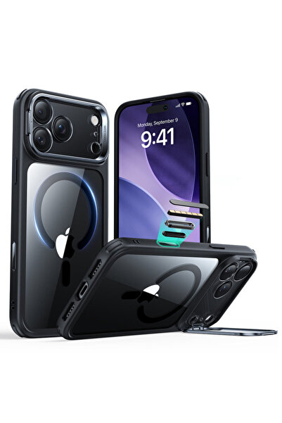 ESR Husa iPhone 17 Pro Classic Hybrid HaloLock cu suport, negru/transparent