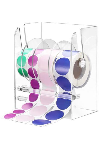 Slasa موزع ملصقات أكريليك شفاف – منظم متعدد اللفات بأربعة أقراص (18×15×9 سم)