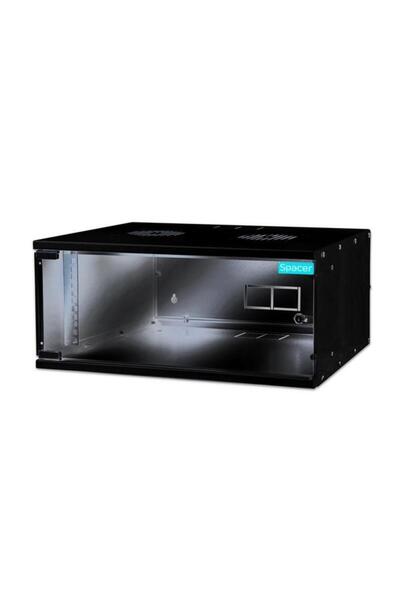 Spacer CABINET 19" 4U, Wall-Mount, Flatpack (Disassembled), Glass Door, 1.5mm Steel, Max Load 100Kg
