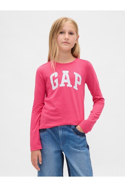 GAP Kız Çocuk Pembe Logo T-Shirt