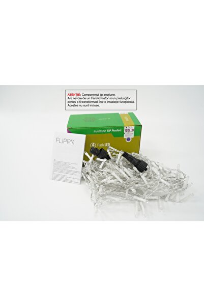 Flippy Instalație de Crăciun Flippy, Flash, 2 m x 1 m, 120 LED-uri, Intercone...