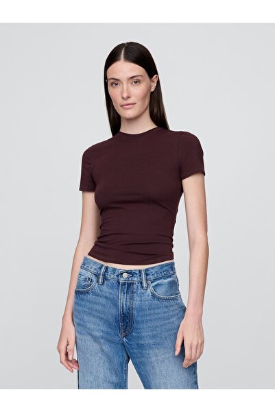 GAP Kadın Bordo CloseKnit Jersey T-Shirt