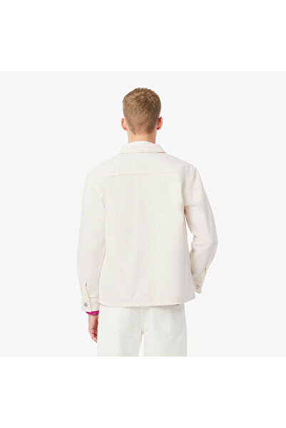 Lacoste Erkek Oversize Fit Gömlek Yaka Denim Krem Ceket
