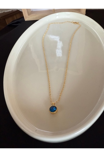 ALBATROS 316 L Çelik Lacivert Taşlı Kolye