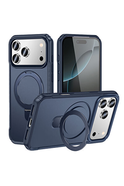 REDz Accessories Husă MagRing, Suport inel, MagSafe, iPhone 17 Pro Max, protecție împotriva șocurilor pentru cameră, albastru