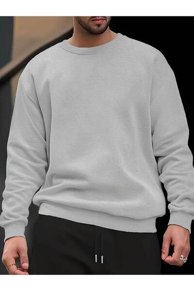 MODAVİBE سويت شيرت برقبة دائرية للجنسين – 2 خيوط من نسيج القطن والبوليستر مبط...