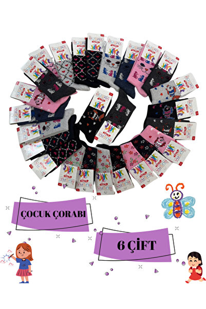 ragistore 6'lı Kız Çocuk Soket Okul Çorabı Mix Desen