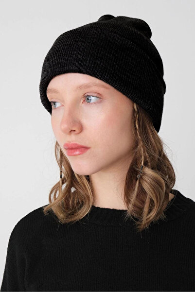 targa lina Beretă de bază pliată pentru femei - neagră