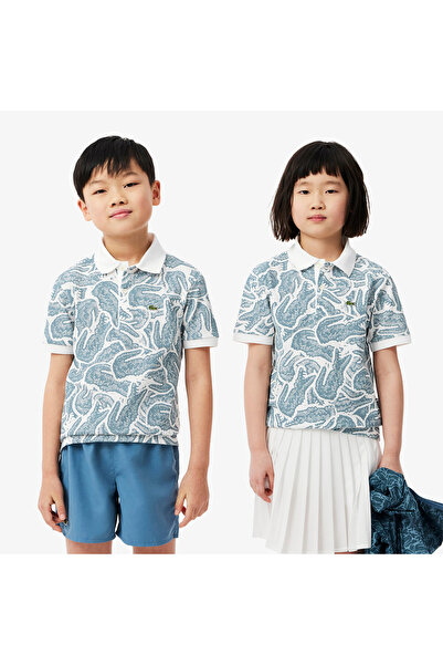 Lacoste Çocuk Baskılı Mavi Polo