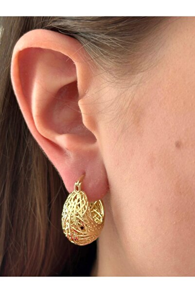 BY YASİN TOPÇU Gold Örgü Küre Küpe