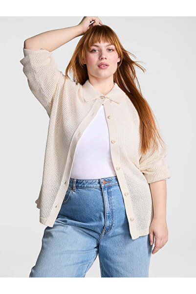 PINK Tığ İşi Düğmeli Hırka