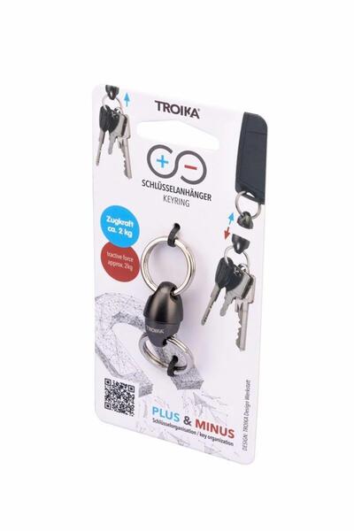 Troika Plus & Minus Keychain, Gunmetal