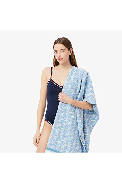 Lacoste Unisex Monogram Mavi Plaj Havlusu