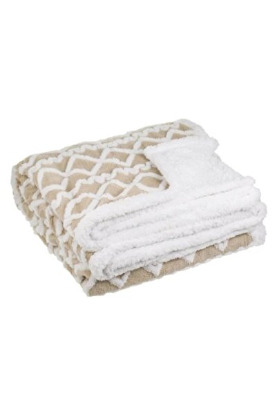 OEM Soft blanket imitation fur, size 200 x 150 cm, dual-sided, White/Beige