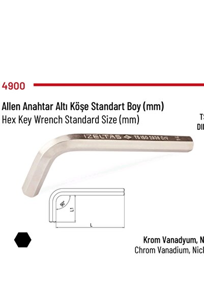 İzeltaş Alyan (Allen) Anahtar Altı Köşe (1.5 -2 -2.5-3) (toplam 4 adet)