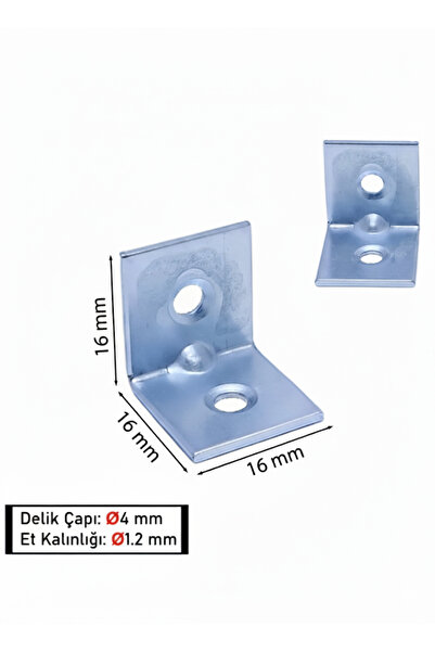HOBİDABİ 25 Ad L Demir Gönye Köşebent 16x16x16mm- Mobilya Dolap Köşe Birleştirme Bağlantı Aparatı