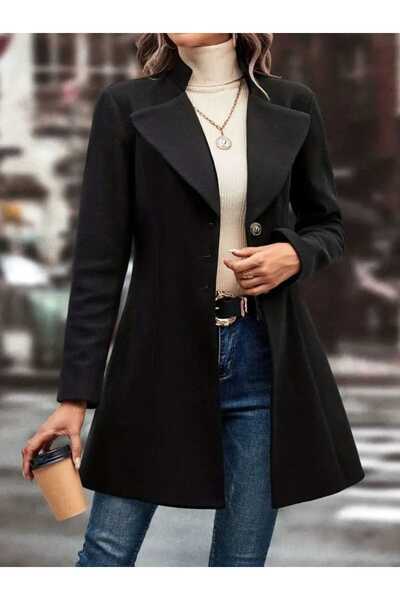 JANES New Season Women's Stylish Cashmere Coat with Button Detail and Collar