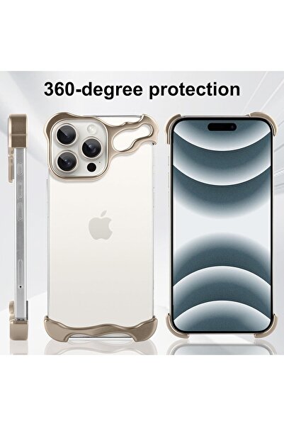 Apple Metal Corner and Camera Protection Case for iPhone 16 Pro, Gold