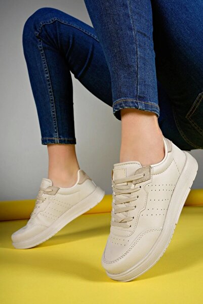 Elit Darkstep 015 Ekru Hafif Rahat Ortopedik Kadın Spor Ayakkabısı