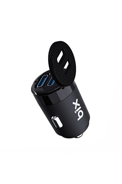 Bix BXCC65C 65W Çift Portlu PD 3.0 Type-C Araç Şarj Cihazı Siyah