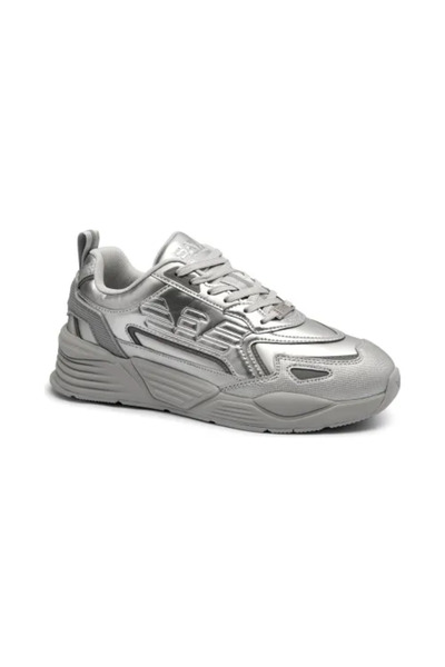EA7 Erkek Yüksek Rahat Taban Kartal Logolu Gümüş Sneaker 7X000306 AF18446-MZ047