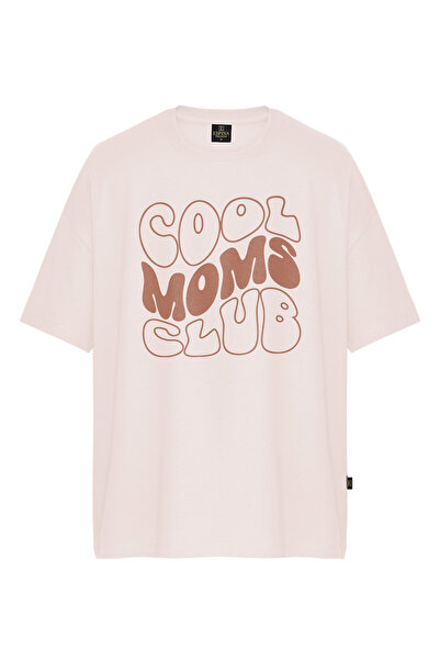 Women's Cool Mooms Club Printed Oversized T-Shirt