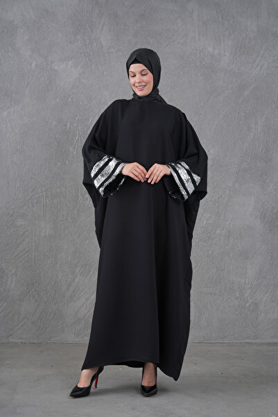 Fzd filizzade Ferace Abaya with Sequin Stripe Detail on the Collar