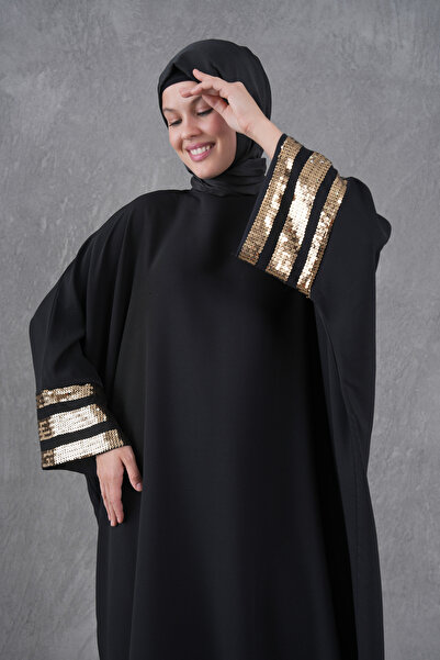 Fzd filizzade Ferace Abaya with Sequin Stripe Detail on the Collar