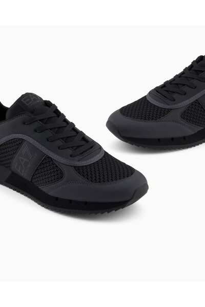 EA7 Erkek Nefes Alabilen File Detaylı Rahat Taban Kartal Logo Motifli Siyah Sneaker 7X000334 AF18610-MC1