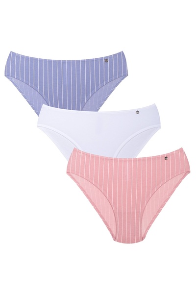Kom Stripe Women's Cotton 3-Piece Bikini Panties Set