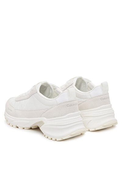 Calvin Klein Kadın Kalın Topuk Bağlamalı Süet Kumaş Rahat Taban Beyaz Sneaker YW0YW01995-0IZ