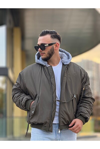 KINGAF Men's Bomber Coat with Hood