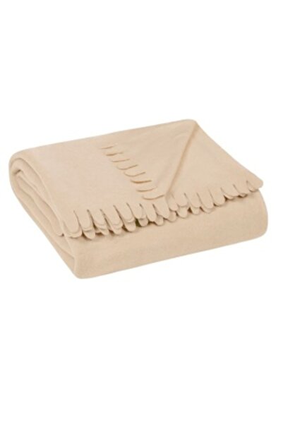 OEM Decorative soft throw with fringes, size 170 x 130 cm, Beige