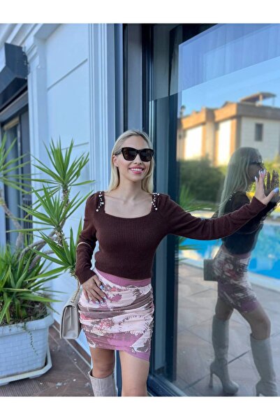 For Angels Square Neck Sweater with Pearl Shoulders