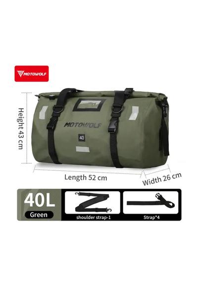 Choice5 40L-Green Waterproof Motorcycle Tail Bag Travel Outdoor Dry Luggage R...