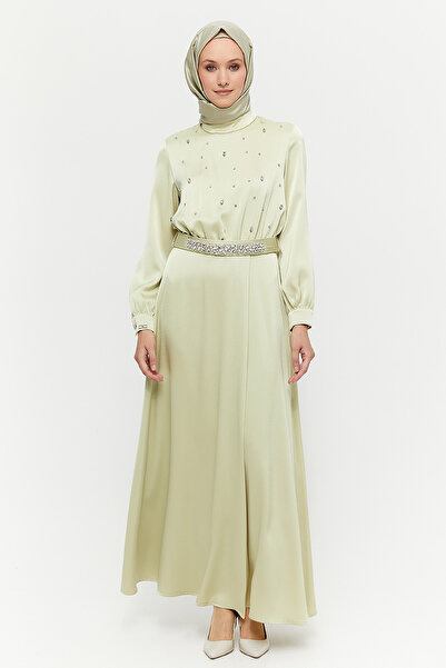 Setrms Taş Detaylı Kemerli Davet Elbise