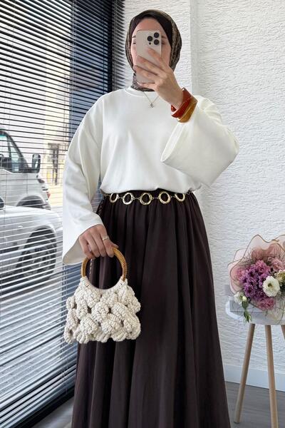 MELEK ARAZ Μπλούζα Volan Sleeve Basic - Εκρού