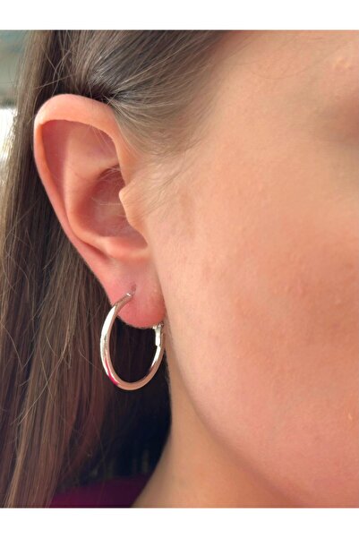BY YASİN TOPÇU Orta Boy Gümüş Halka Küpe