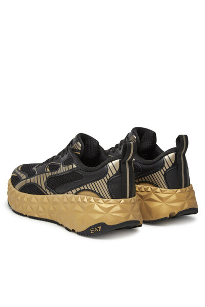 EA7 Erkek Nefes Alabilen Üst Yüzeyli Hafif ve Rahat Taban Siyah-Altın Sneaker X8X238 XK431-M700