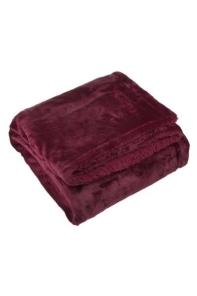 OEM Decorative winter sherpa blanket, extremely soft, double-sided, size 160 x 130 cm, Bordeaux