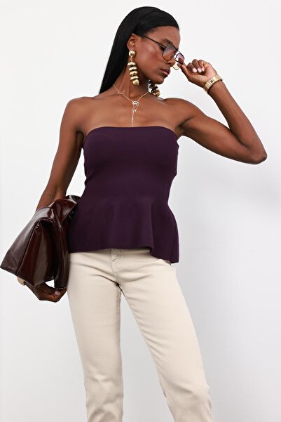 5in1Canpolat Plum Strapless Knitwear Body