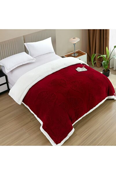 CHIRASO Cocolino Blanket with Fur Inside, Embossed Butterfly Pattern, 200x230cm, Soft and Warm