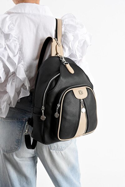 H&D COLLECTİON Soft Leather Multi-Useful Multi-Compartment Backpack Suitable for Daily Use 728