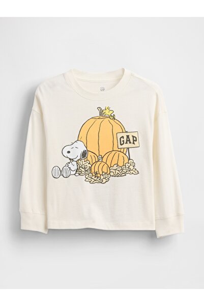 GAP Erkek Bebek Beyaz Peanuts Thanksgiving Grafik T-Shirt