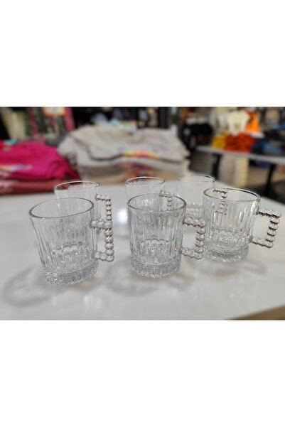 After Party yeni trend 6 Parça çam cam cay bardagı neskafe bardagı kulplu kup...