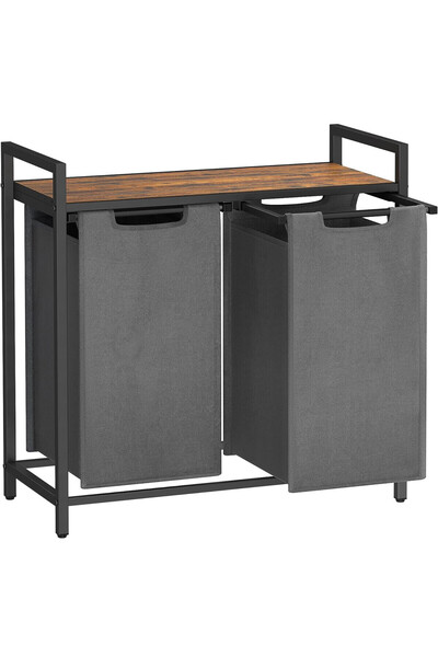 Optim Solution Laundry basket, 2 compartments, detachable laundry bags, shelf, metal frame, 2x46L, 73x33x72 cm, rus