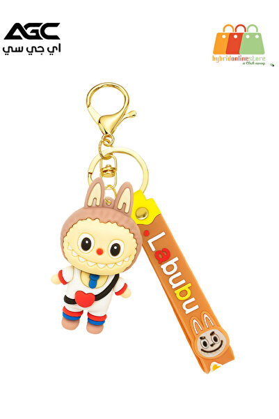 AGC Labubu Keychain with Golden Buckle Key Ring Durable Cute Bunny Doll Penda...
