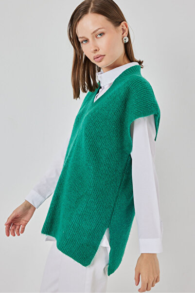 Bigdart Women's V-Neck Knitwear Sweater 15925 - Emerald Green