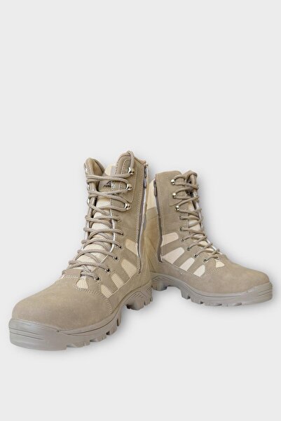 Liger Мъжки дълги ботуши с цип и шнуровка CREAM