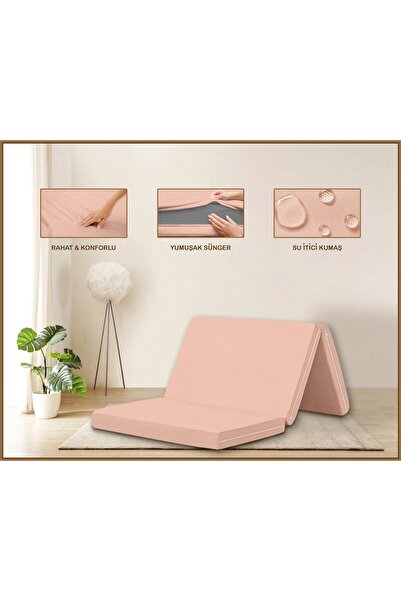 Evim Canvas Light Pink Zippered Foldable Floor Bed Floor Mat 60X180X6Cm
